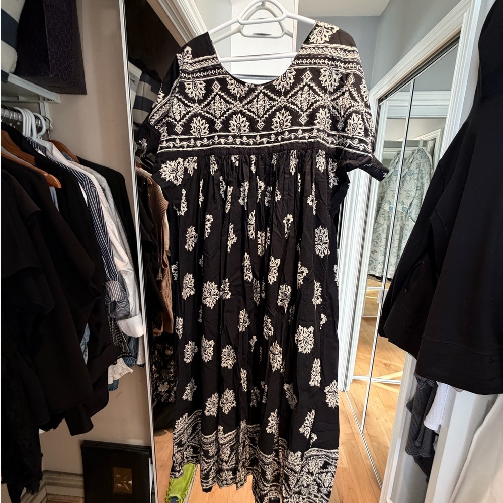 Elegant Black and White Floral Dress